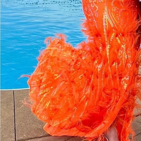 Jovani 2023 vivid orange gown - Picture 3 of 8